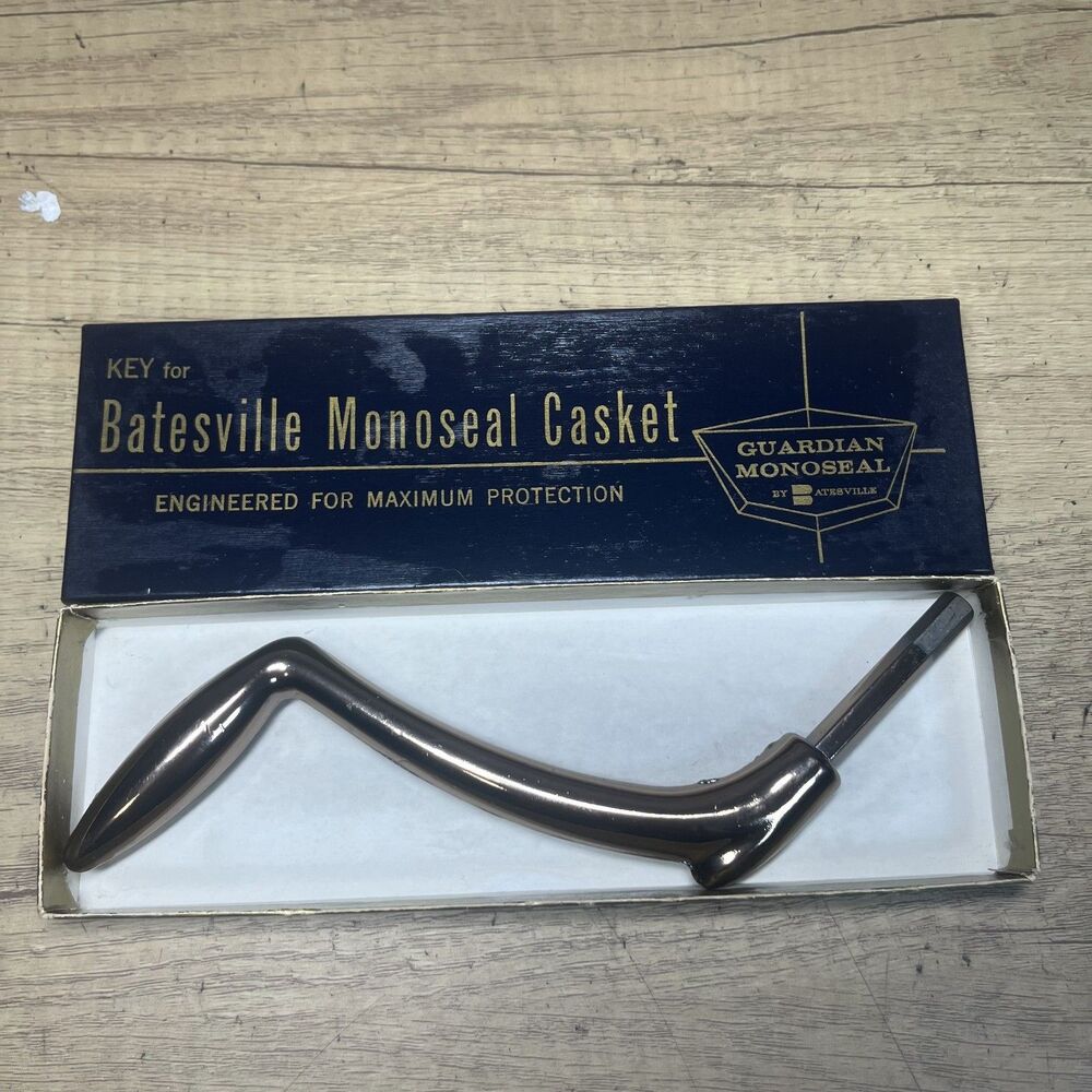 Vintage 1980s Batesville Monoseal Casket Coffin Crank Key Silver Metal - Used